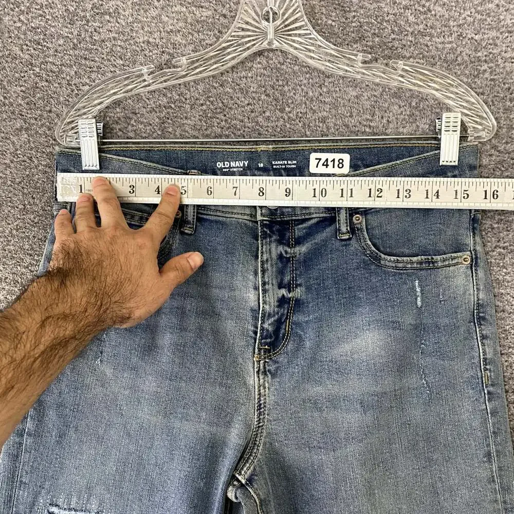 Old Navy Boys Size 18 Blue Stretch Denim Karate Slim Straight Leg Jeans